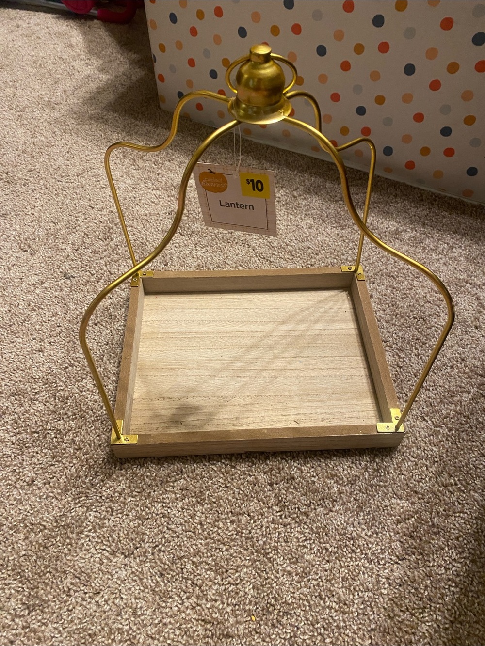 Gold Frame Wooden Tray Lantern - Decorative Hanging Tray